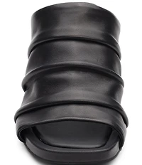 ASH Eva Ruched Leather Sculptural Heel Slide Sandals