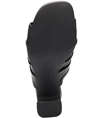 ASH Eva Ruched Leather Sculptural Heel Slide Sandals