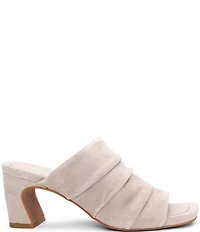 ASH Eva Ruched Suede Sculptural Heel Slide Sandals