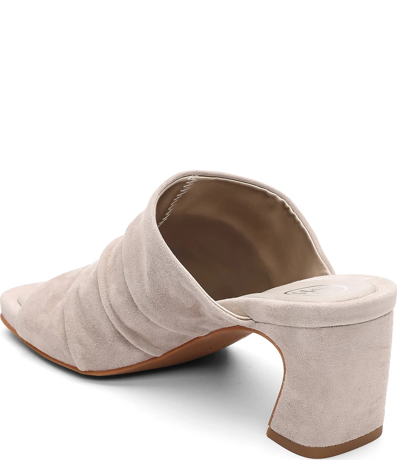 ASH Eva Ruched Suede Sculptural Heel Slide Sandals