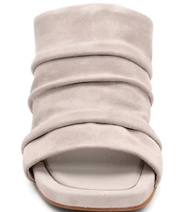 ASH Eva Ruched Suede Sculptural Heel Slide Sandals