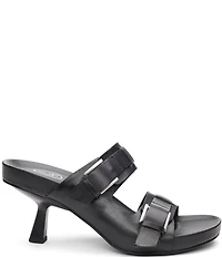 ASH Jakarta Leather Buckle Sculptural Heel Slide Sandals