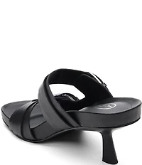 ASH Jakarta Leather Buckle Sculptural Heel Slide Sandals