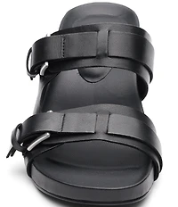 ASH Jakarta Leather Buckle Sculptural Heel Slide Sandals