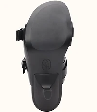 ASH Jakarta Leather Buckle Sculptural Heel Slide Sandals