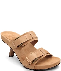 ASH Jakarta Suede Buckle Sculptural Heel Slide Sandals