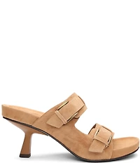 ASH Jakarta Suede Buckle Sculptural Heel Slide Sandals