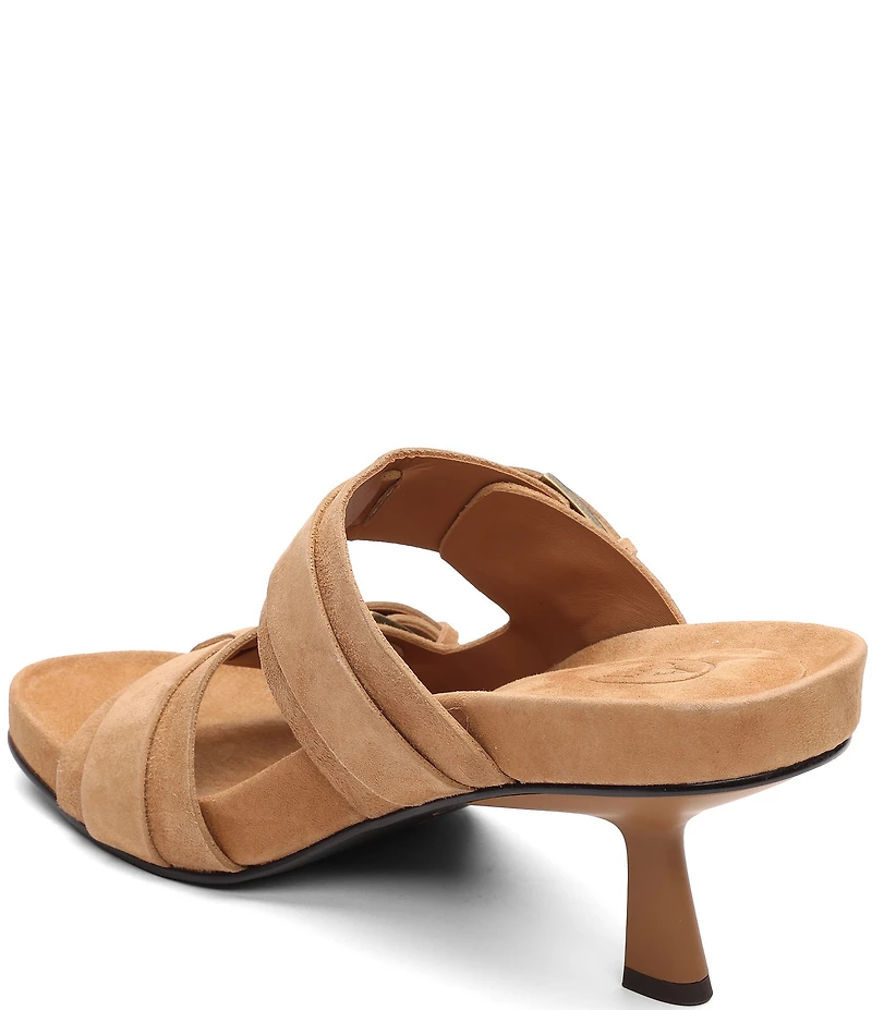ASH Jakarta Suede Buckle Sculptural Heel Slide Sandals