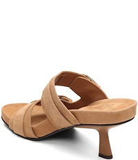 ASH Jakarta Suede Buckle Sculptural Heel Slide Sandals