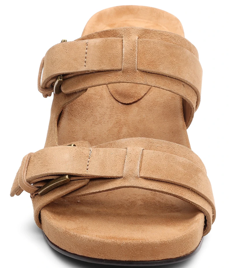 ASH Jakarta Suede Buckle Sculptural Heel Slide Sandals