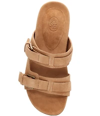 ASH Jakarta Suede Buckle Sculptural Heel Slide Sandals