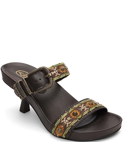 ASH Joey Bis Leather Studded Buckle Slide Sandals