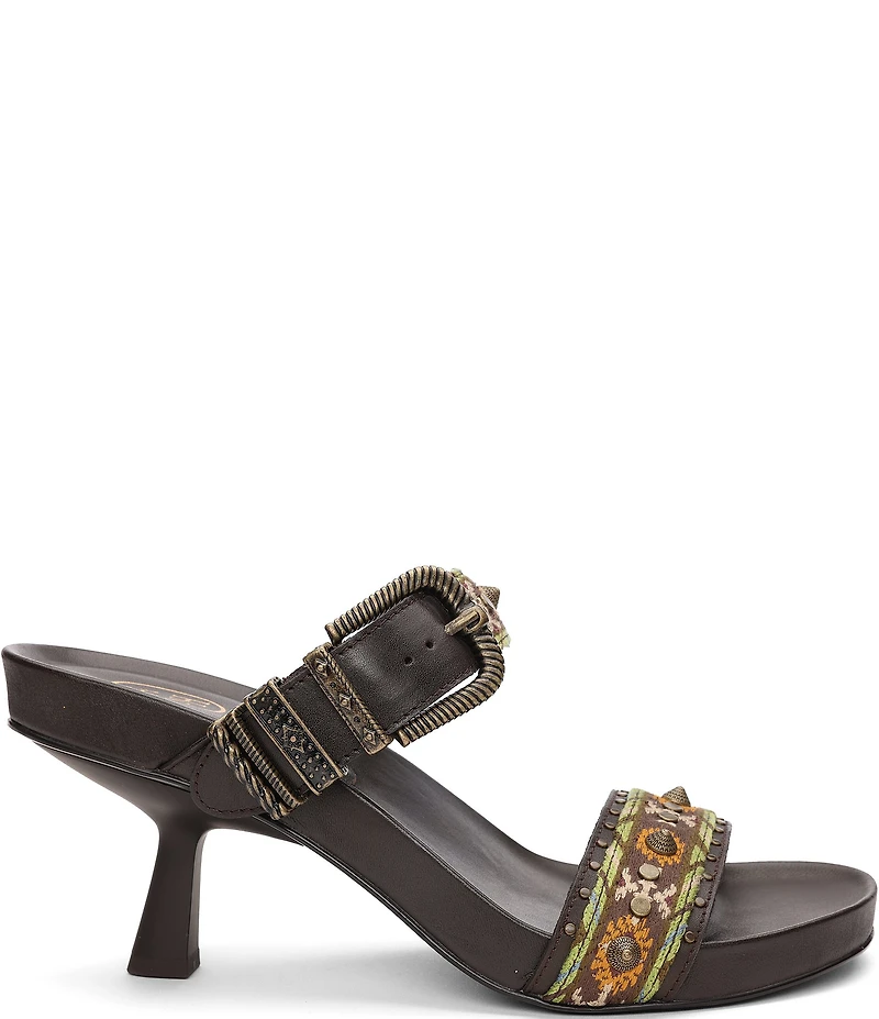 ASH Joey Bis Leather Studded Buckle Slide Sandals