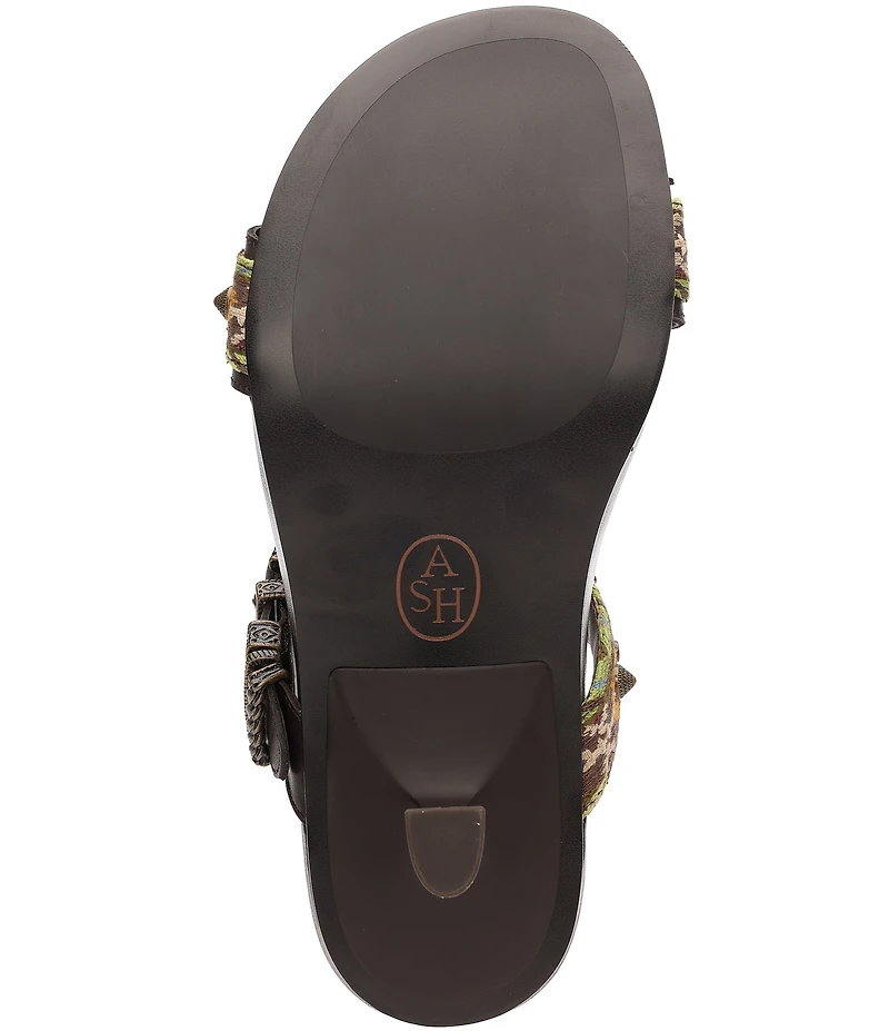 ASH Joey Bis Leather Studded Buckle Slide Sandals