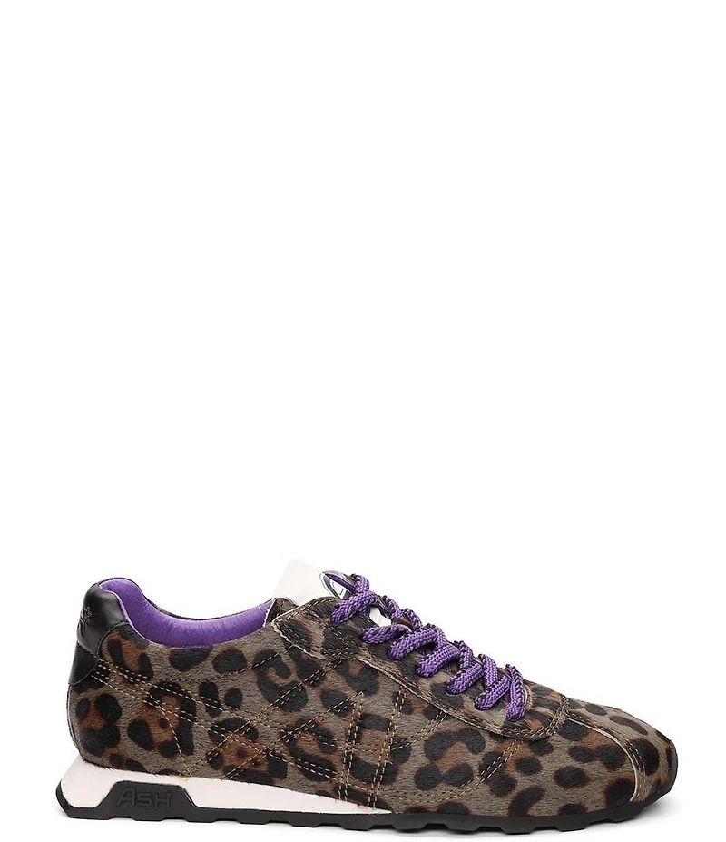 ASH Kill Bill Leopard Print Hair Calf Lace Up Sneakers