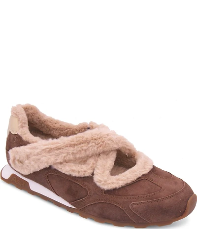ASH Kore Bis Fur Suede Faux Fur Lined X-Band Sneaker Flats