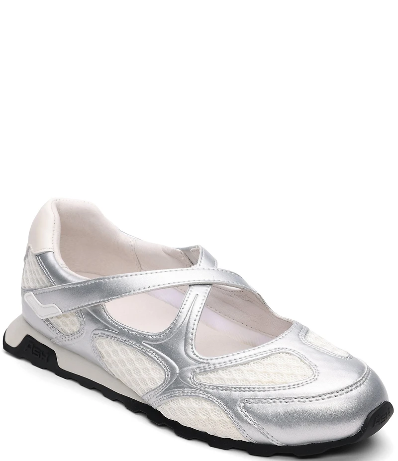 ASH Kore Leather and Mesh Crossover Mary Jane Sneakers