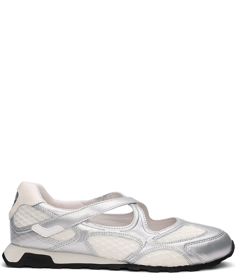 ASH Kore Leather and Mesh Crossover Mary Jane Sneakers