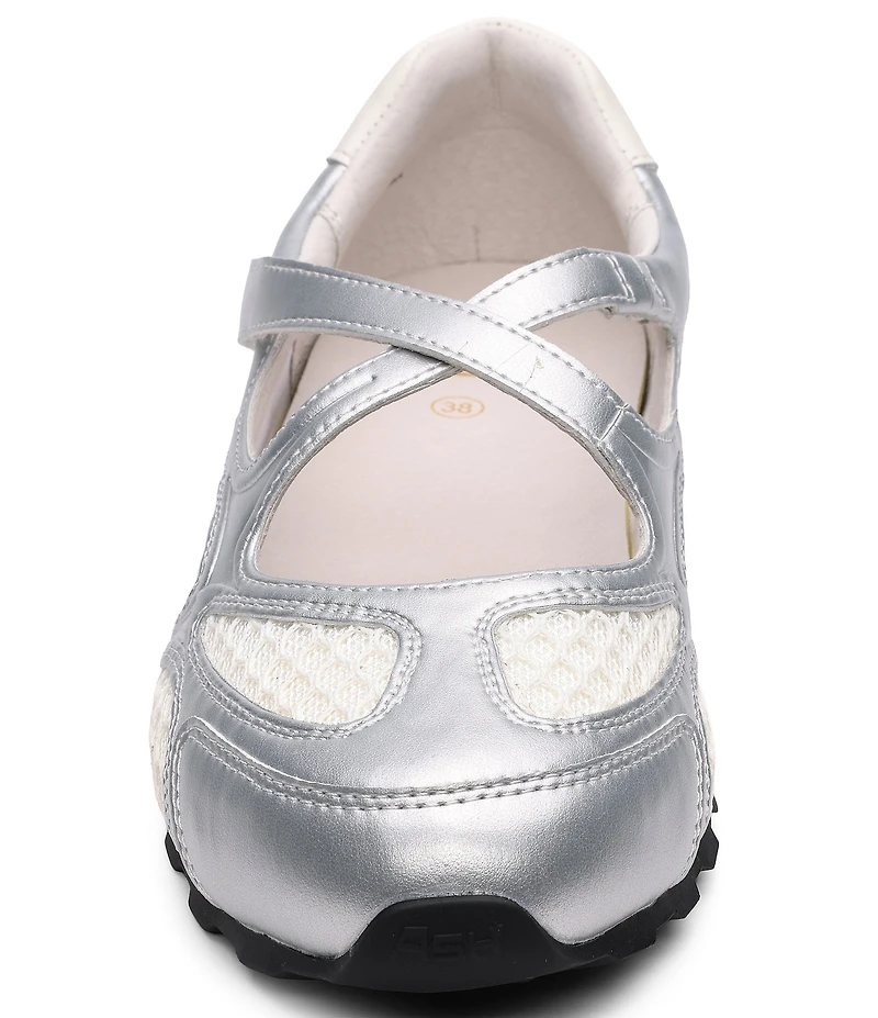 ASH Kore Leather and Mesh Crossover Mary Jane Sneakers