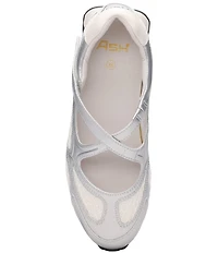 ASH Kore Leather and Mesh Crossover Mary Jane Sneakers