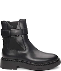 ASH Margot Leather Buckle Strap Hardware Stud Trim Chelsea Booties
