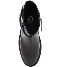 ASH Margot Leather Buckle Strap Hardware Stud Trim Chelsea Booties