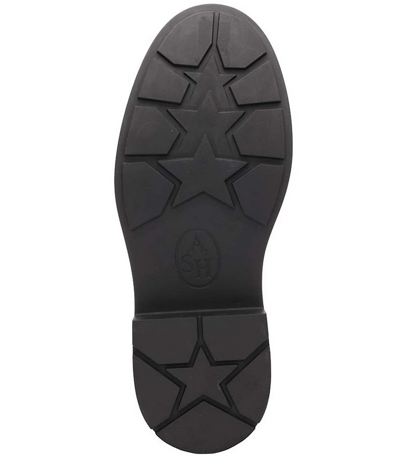 ASH Margot Leather Buckle Strap Hardware Stud Trim Chelsea Booties