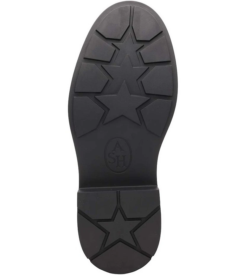 ASH Margot Suede Buckle Strap Hardware Stud Trim Chelsea Booties