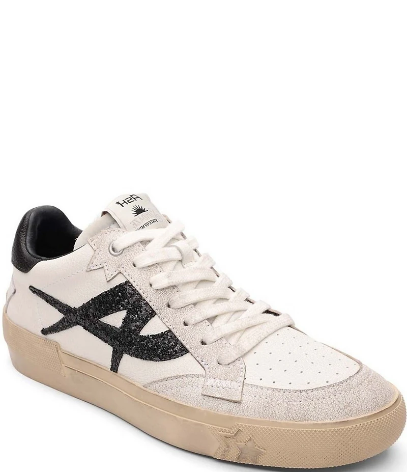 ASH Moonlight Leather and Glitter Lace Up Sneakers