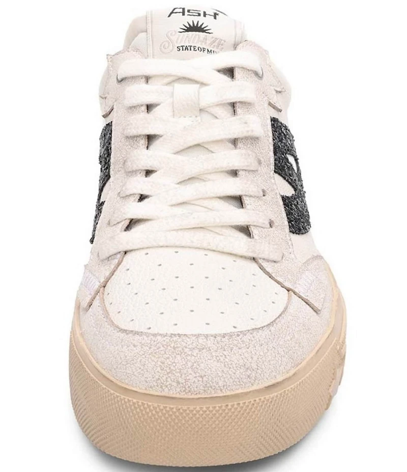 ASH Moonlight Leather and Glitter Lace Up Sneakers
