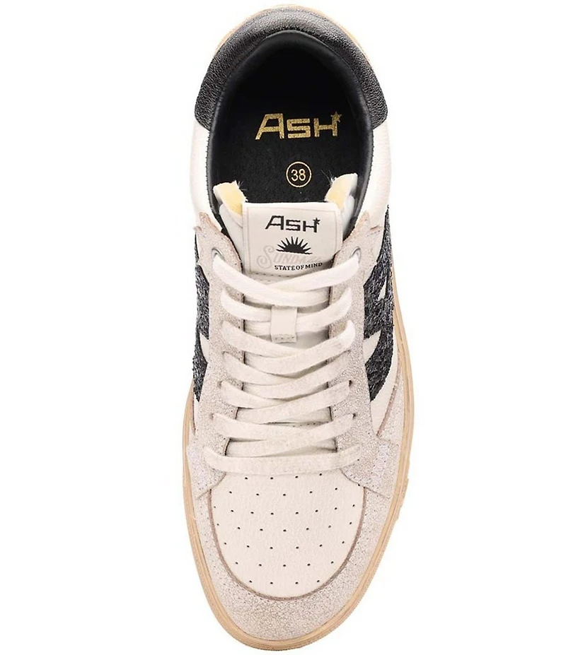 ASH Moonlight Leather and Glitter Lace Up Sneakers