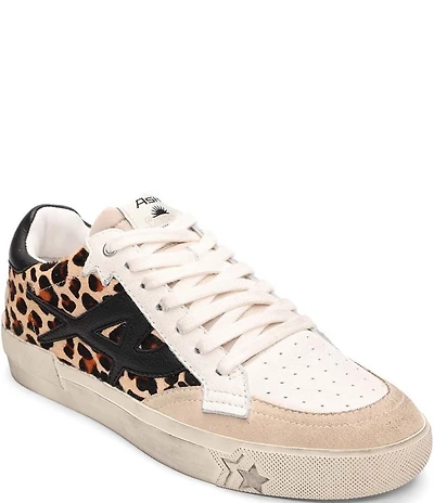ASH Moonlight Leopard Print Hair Calf Lace Up Sneakers