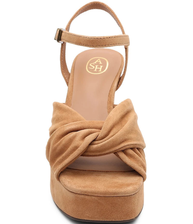 ASH Opus Suede Ankle Strap High Heel Dress Platform Sandals