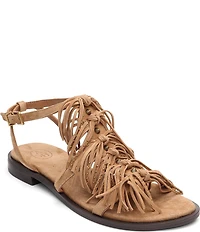 ASH Panic Suede Tassel Ankle Strap Flat Sandals