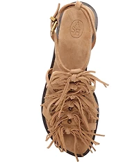 ASH Panic Suede Tassel Ankle Strap Flat Sandals