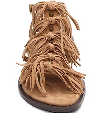 ASH Panic Suede Tassel Ankle Strap Flat Sandals