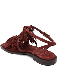 ASH Panic Suede Tassel Ankle Strap Flat Sandals