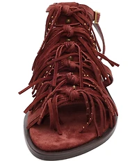 ASH Panic Suede Tassel Ankle Strap Flat Sandals