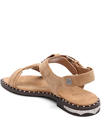 ASH Piper Suede Studded Ankle Strap Flat Sandals