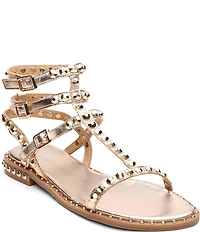 ASH Play 2 Metallic Leather Studded Gladiator Flat Sandals