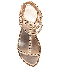 ASH Play 2 Metallic Leather Studded Gladiator Flat Sandals