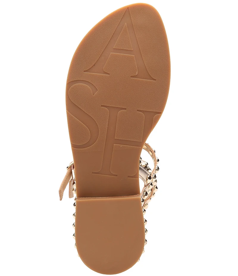 ASH Play 2 Metallic Leather Studded Gladiator Flat Sandals