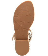 ASH Play 2 Metallic Leather Studded Gladiator Flat Sandals