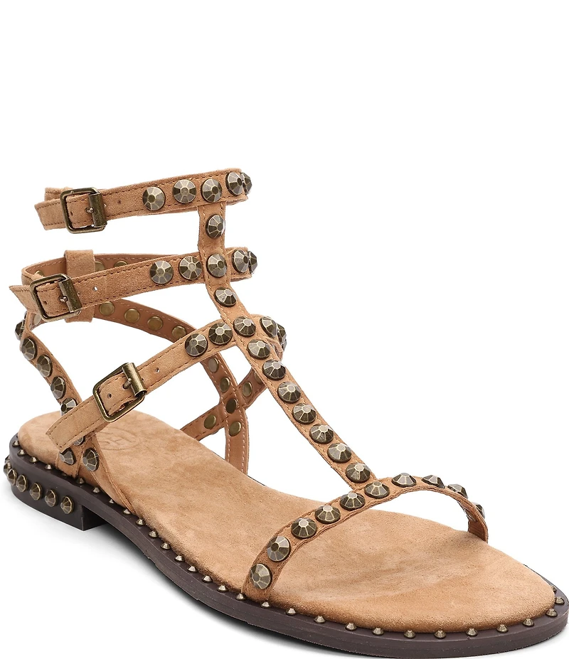 ASH Play 2 Suede Studded Gladiator Flat Sandals