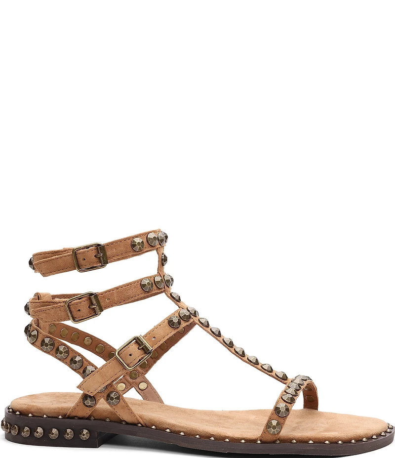 ASH Play 2 Suede Studded Gladiator Flat Sandals