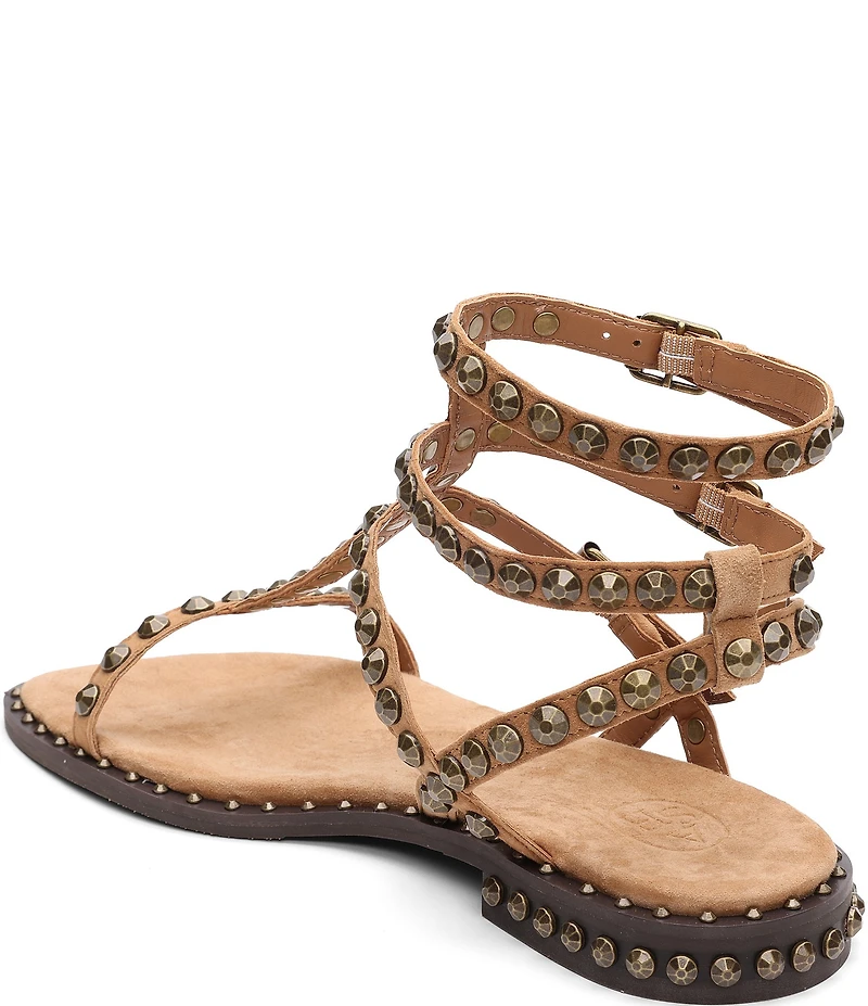 ASH Play 2 Suede Studded Gladiator Flat Sandals