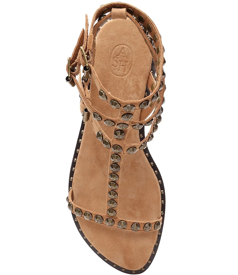 ASH Play 2 Suede Studded Gladiator Flat Sandals