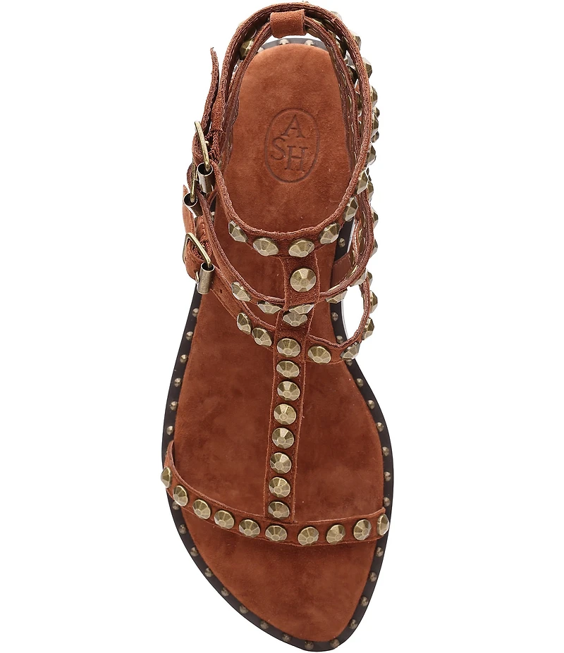 ASH Play 2 Suede Studded Gladiator Flat Sandals