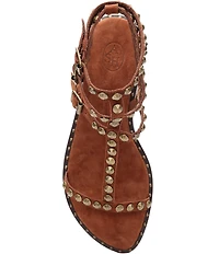 ASH Play 2 Suede Studded Gladiator Flat Sandals
