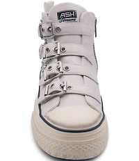 ASH Rainbow Leather Studded Buckle Strap Platform Sneakers